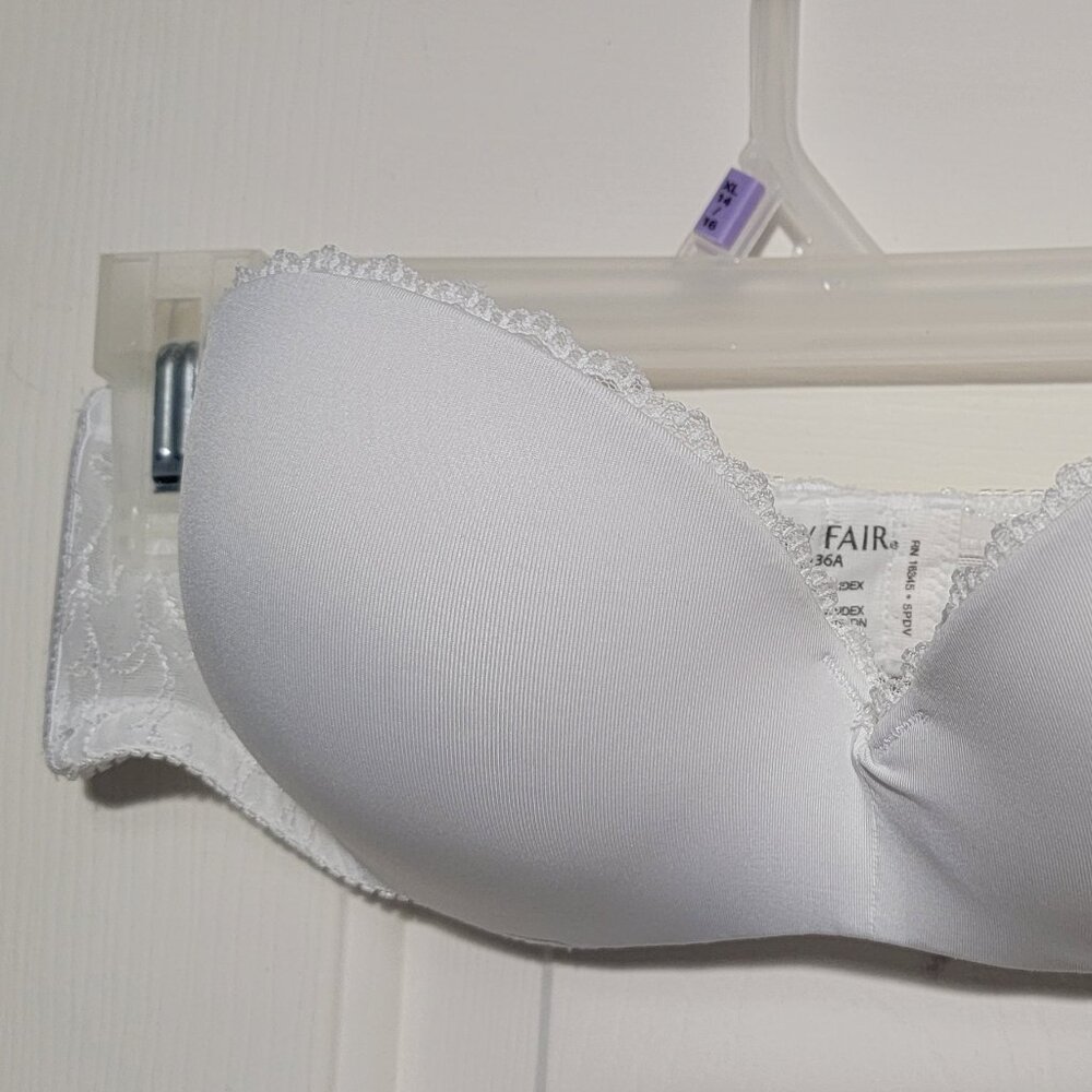 Vanity Fair Strapless Pushup Bra, size 36A, White